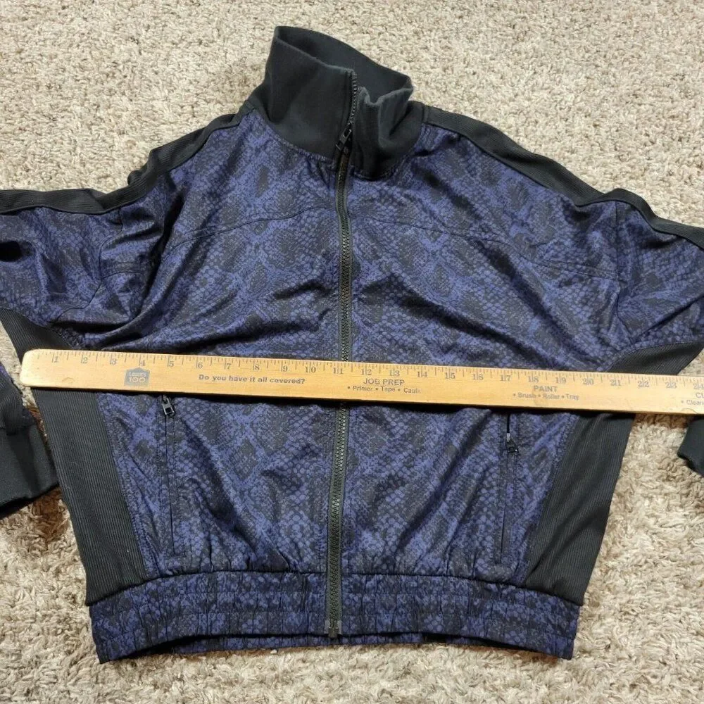 Athleta Brooklyn Track Bomber Jacket Womens X-Small XS Snake Print Blue Full Zip - Picture 3 of 8